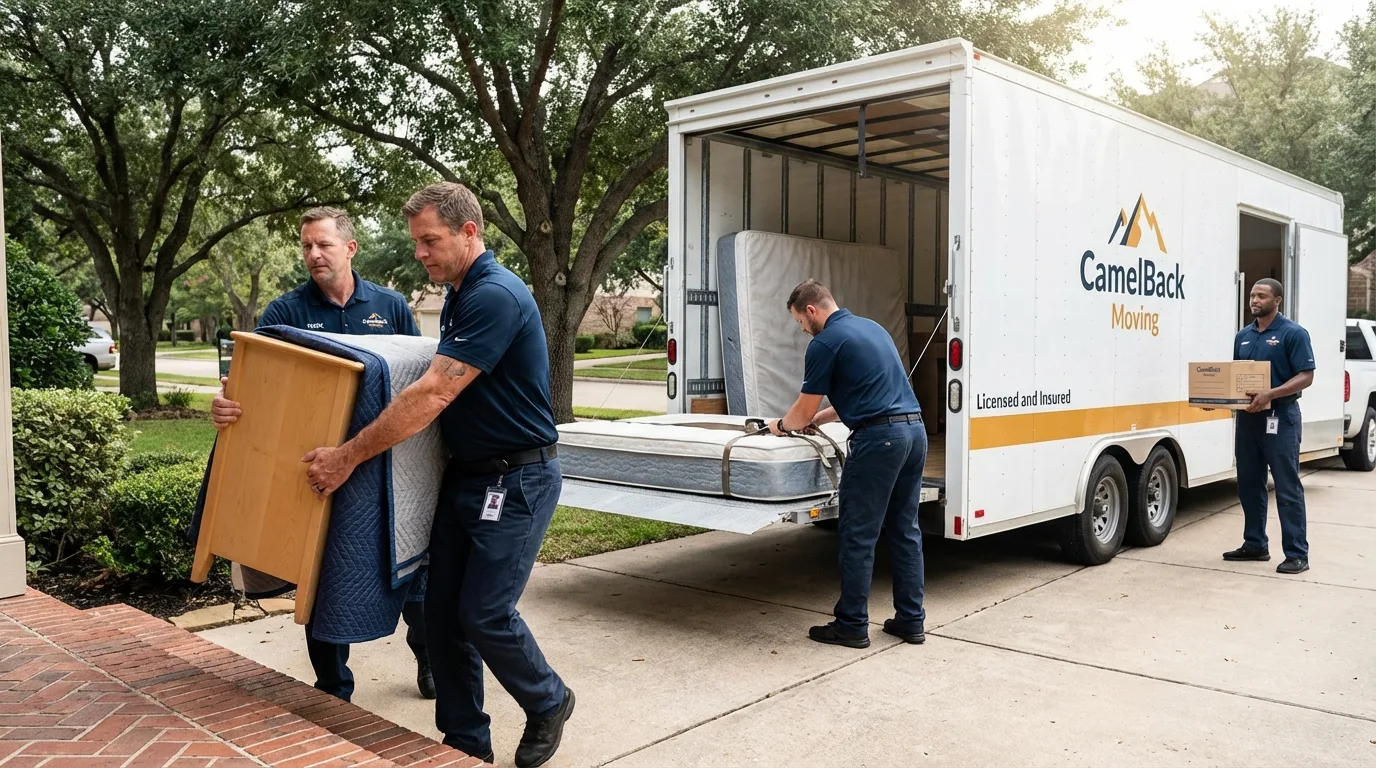 Crew loading residential truck for cross-state move from Lusk, WY