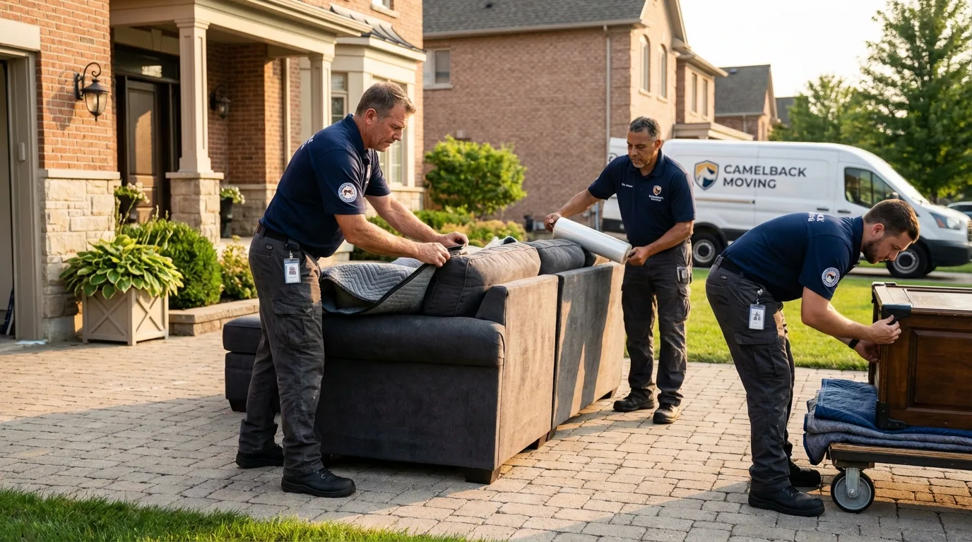 Large estate moving crew wrapping furniture in Lusk, WY